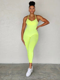 Gifted Crossback Leggings Bodysuit - Lemon