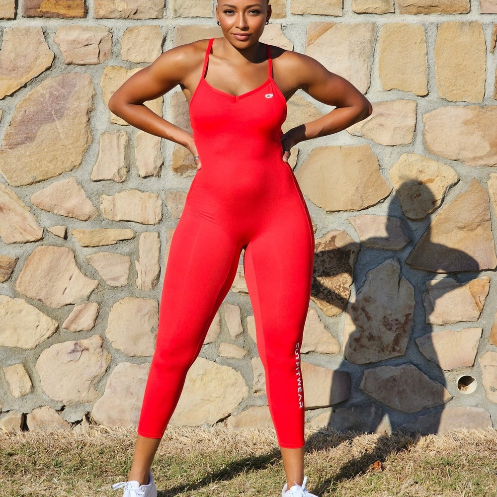 Crossback Leggings Bodysuit Red