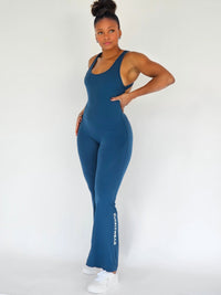 Nova Flare Leggings Backless Bodysuit - Cobalt